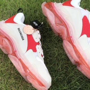 BALENCIAGA Triple S Clear Sole trainers, Women Red